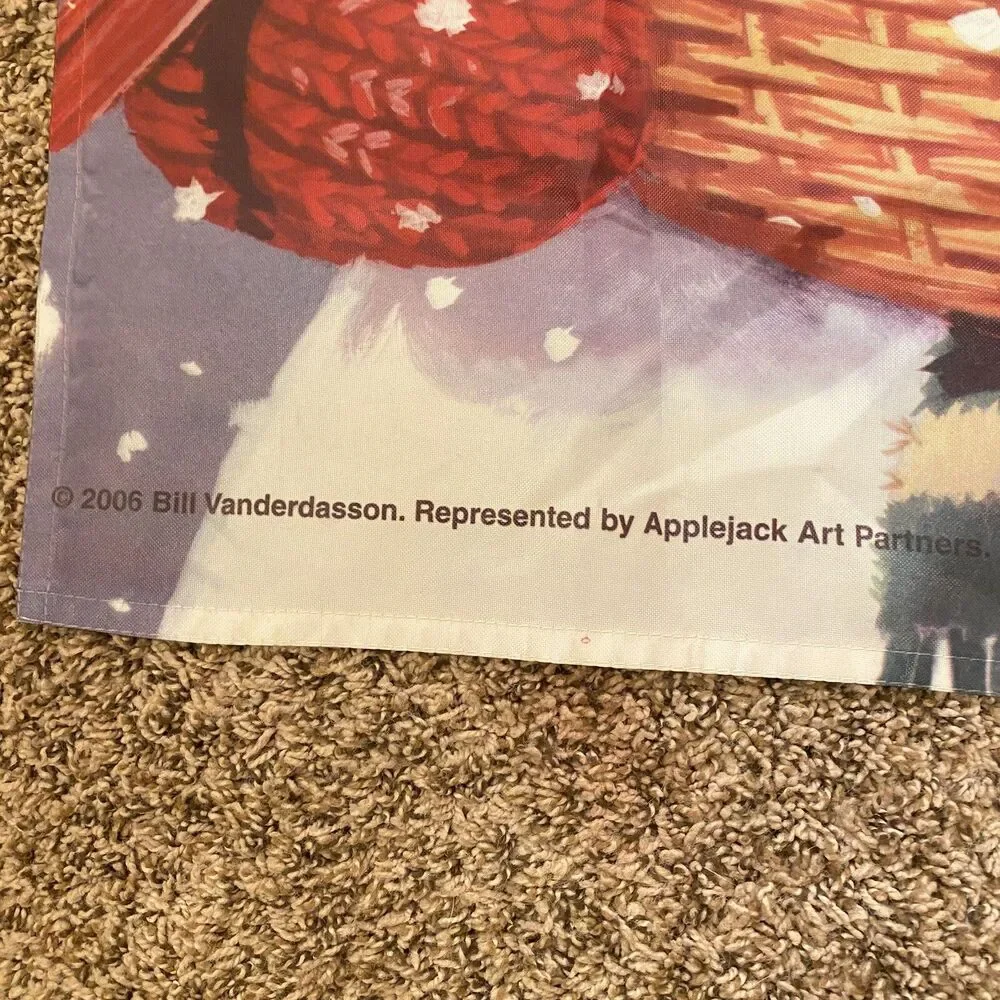 2006 Bill Vanderdasson Snowman Winter Garden Flag Applejack Art 40x28